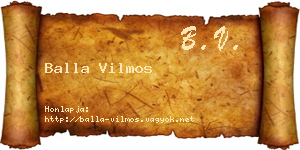 Balla Vilmos névjegykártya